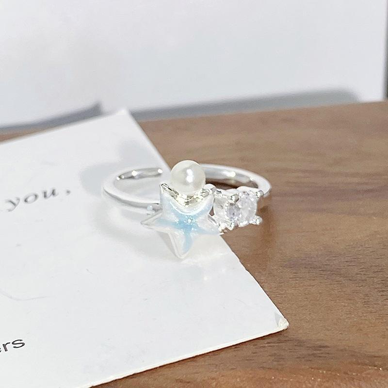 [Blue Ocean Secret Realm] Starfish Shell Enamel Oil Drip Zir*****Pening Ring Niche Light Luxury High Sense Ring