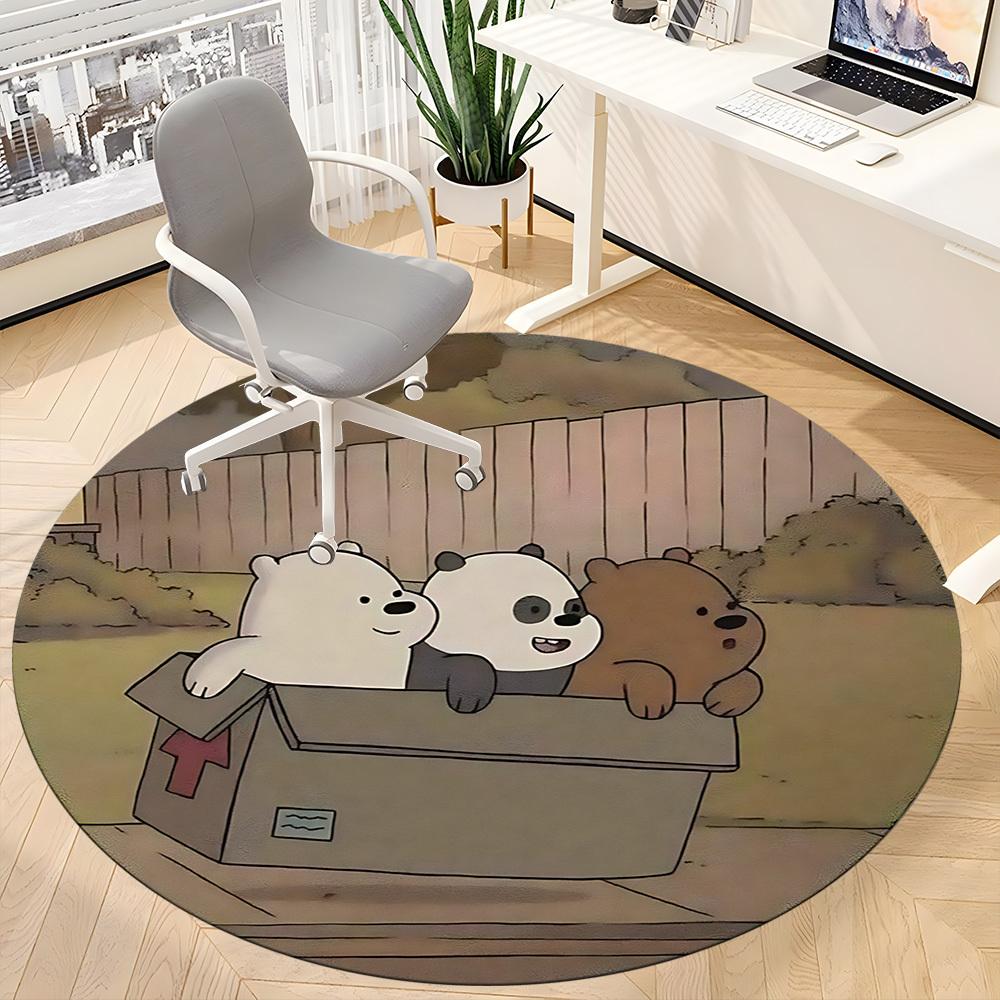 1pc Brown Bear Line Office Round Area Rug, Under Office Chairs Bedroom Living Room Home Decor A1022116