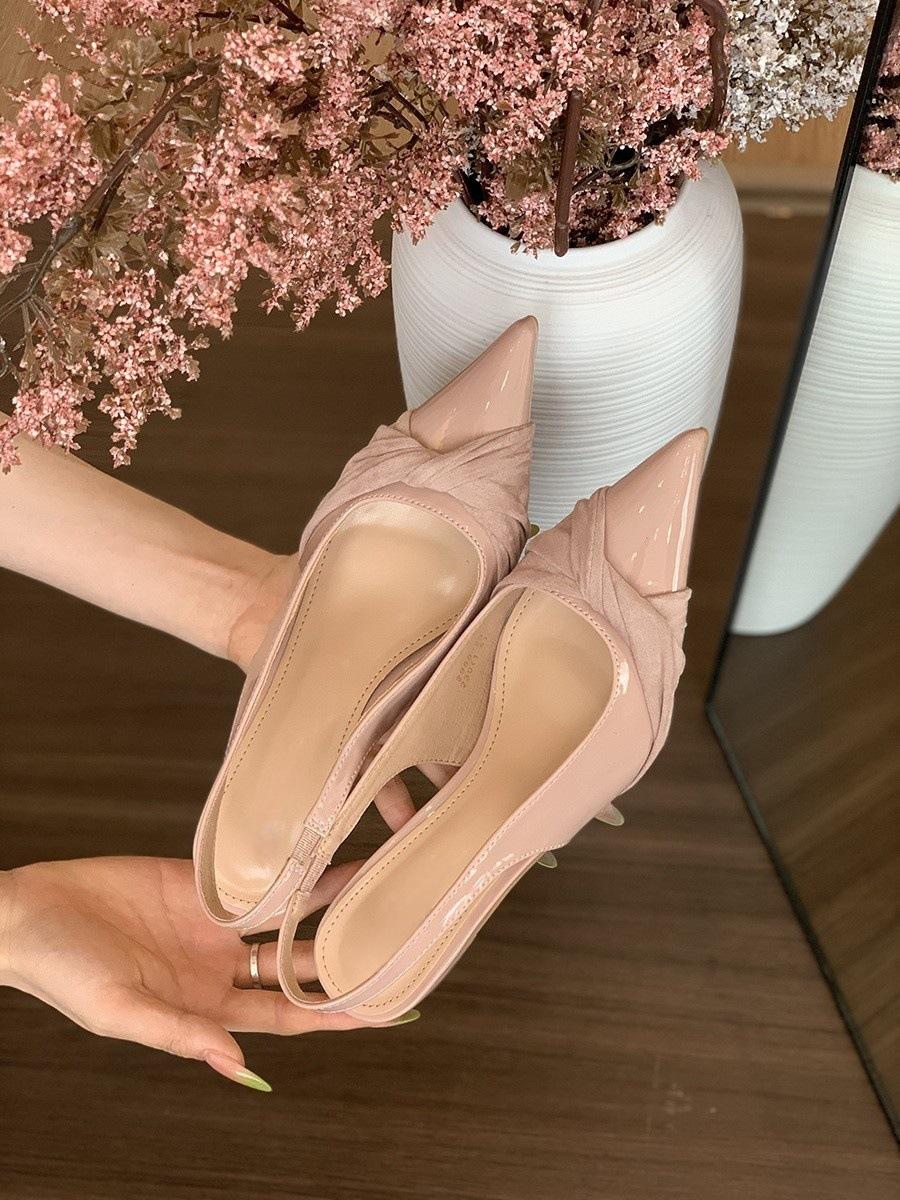 

French elegance pointed stiletto with skirt high heels women s 2025 new summer temperament socialite style bag head sandals 40
