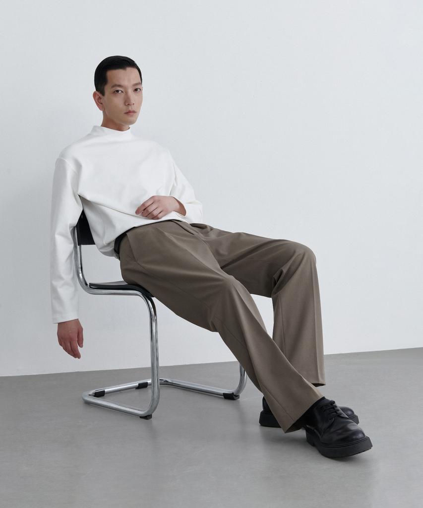 MUSINSA STANDARD Reverse One-Pleat Wide Hidden Banding Slacks [Dusty Beige]
