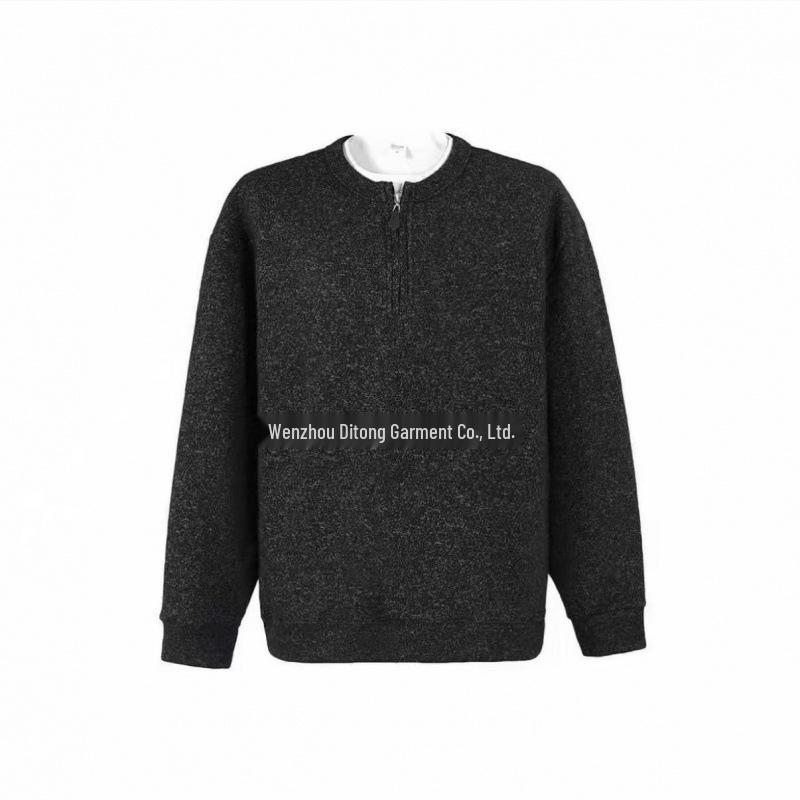 Old Money Style Fleece-Lined Snowflake Half-Zip Two-Piece Hoodie 4XL [190-220]