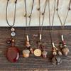 Zen Acorn Pendant Necklace: Ethnic Wooden Top Note with Plant Design for Women and Men