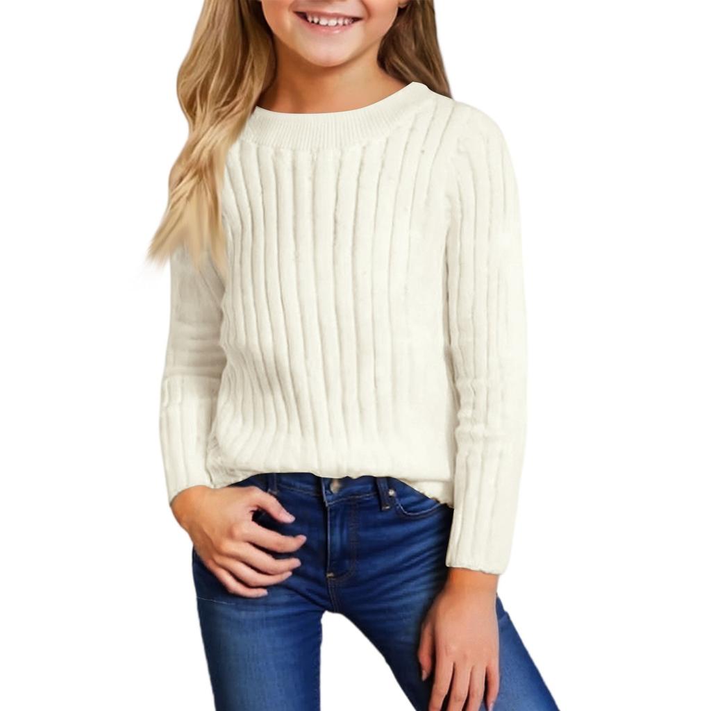 Children's Fashion Casual Round Neck Sweater Knitted Bottoming Top