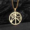 Stainless Steel Witchy Pentagram Moon Celtic Knot Pendant Necklace for Men Women Fashion Lucky Amulet Jewelry