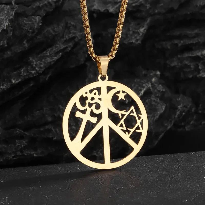 Stainless Steel Witchy Pentagram Moon Celtic Knot Pendant Necklace for Men Women Fashion Lucky Amulet Jewelry
