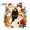 Festive Party Decorations Cat Christmas Static Cling Decal, Waterproof PVC Window Sticker, Easy Apply Decals Decorative for Home Living Room