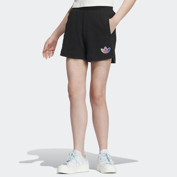 Adidas Originals Trefoil Solid Logo Regular Fit Straight Casual Shorts Women Shorts Black IK8624