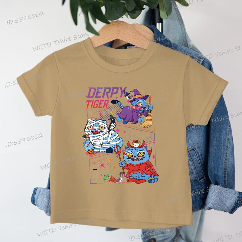 Halloween Tiger Derpy T Shirt Kids Kpop Demon Hunter Merch Tee Top Kids  AnimeGraphic Tees Girls Boys Funny Halloween Clothes