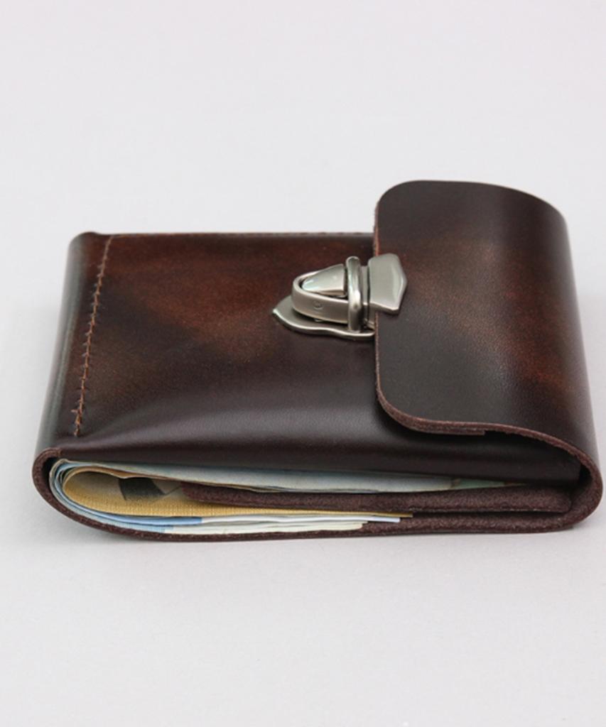 Matt [Claasic] Adobang Cowhide Buckle Wallet Two-Tone Brown
