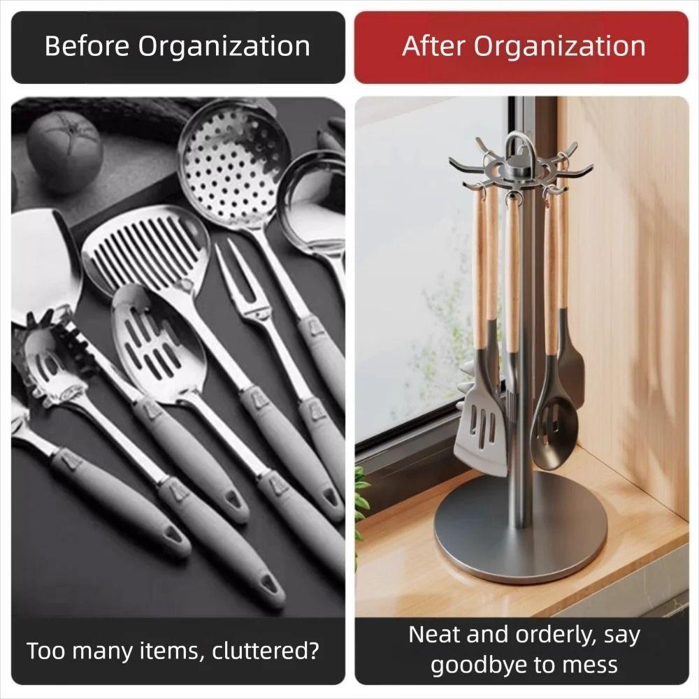 Movable Pot Shovel Rack Stable Base Spoon Hanging Rack Flatware Storage Rack  Kitchen