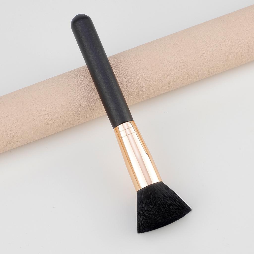 Single Flat Head Loose Powder Brush Foundation Brush Black Soft Hair Blush Brush Portable Multifunctional Beauty Tool