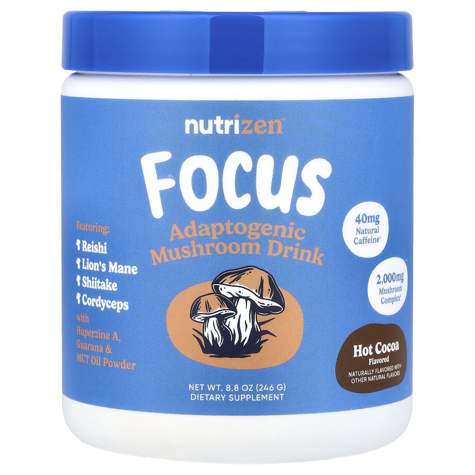 

Nutricost, NutriZen™ Focus, Adaptogen Mushroom Drink, Hot Cocoa, 8.8 oz (246 g)