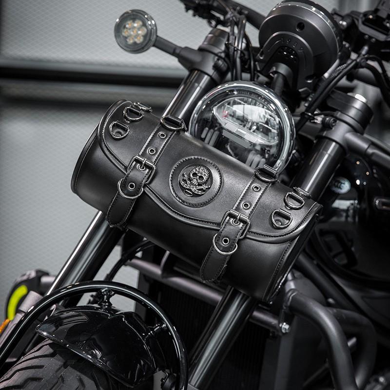 Sac de guidon de moto Sacoche à outils étanche Vélo rétro Harley Accessoire de rangement pour équitation en extérieur