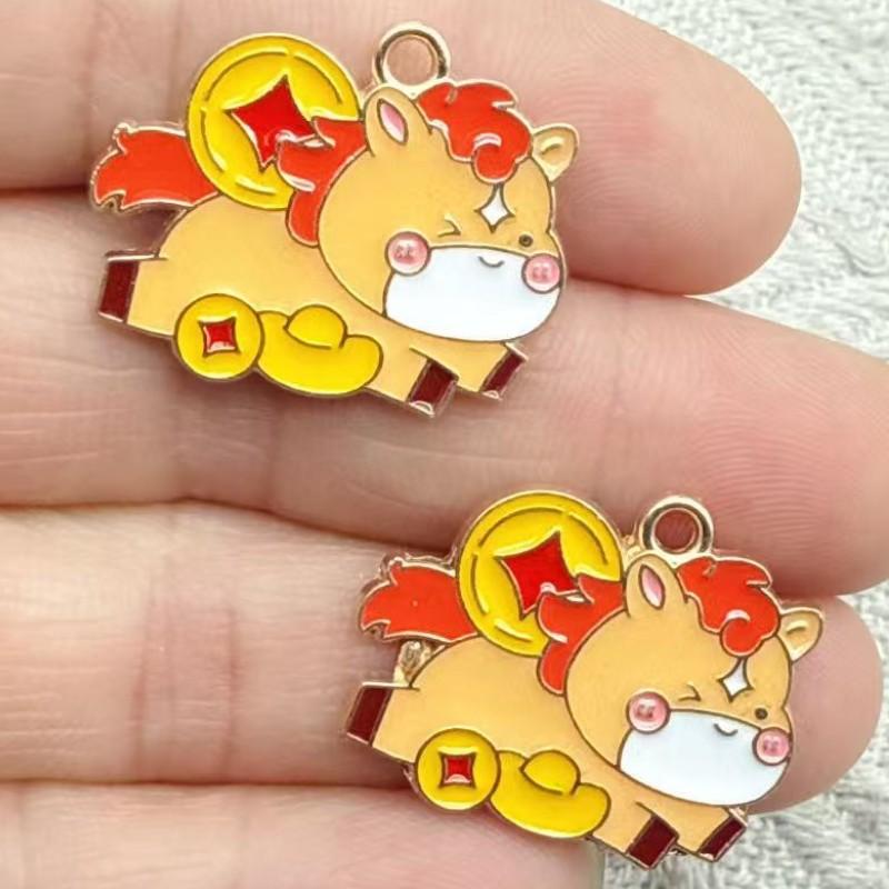 

10Pcs/Set Enamel Cartoon Anime Horse Charms Colorful Pendants For Diy Necklaces Earrings Jewelry Accessories as the picture