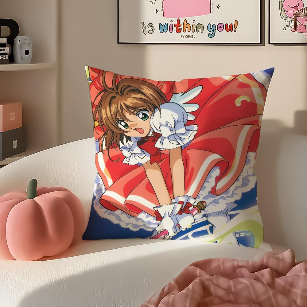 Magical Cute Japanese Anime CCardcaptor Sakura Cushion Cover Pillowcase Short Plush Invisible zipper Room Sofa Cushion Cover