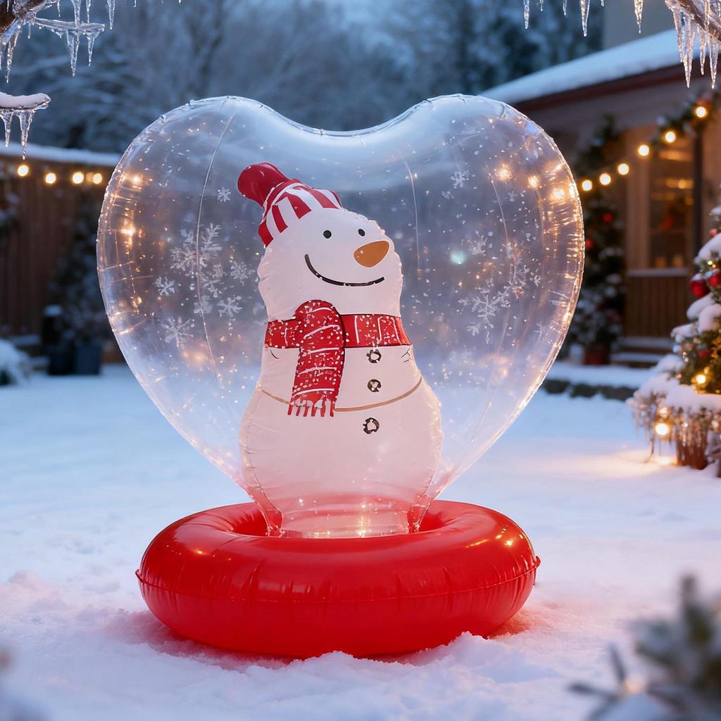 Giant Inflatable Christmas Ball Heart Shape Light Up Holiday Decorations Figurine Inside Holiday Blow Ball With Remote Control