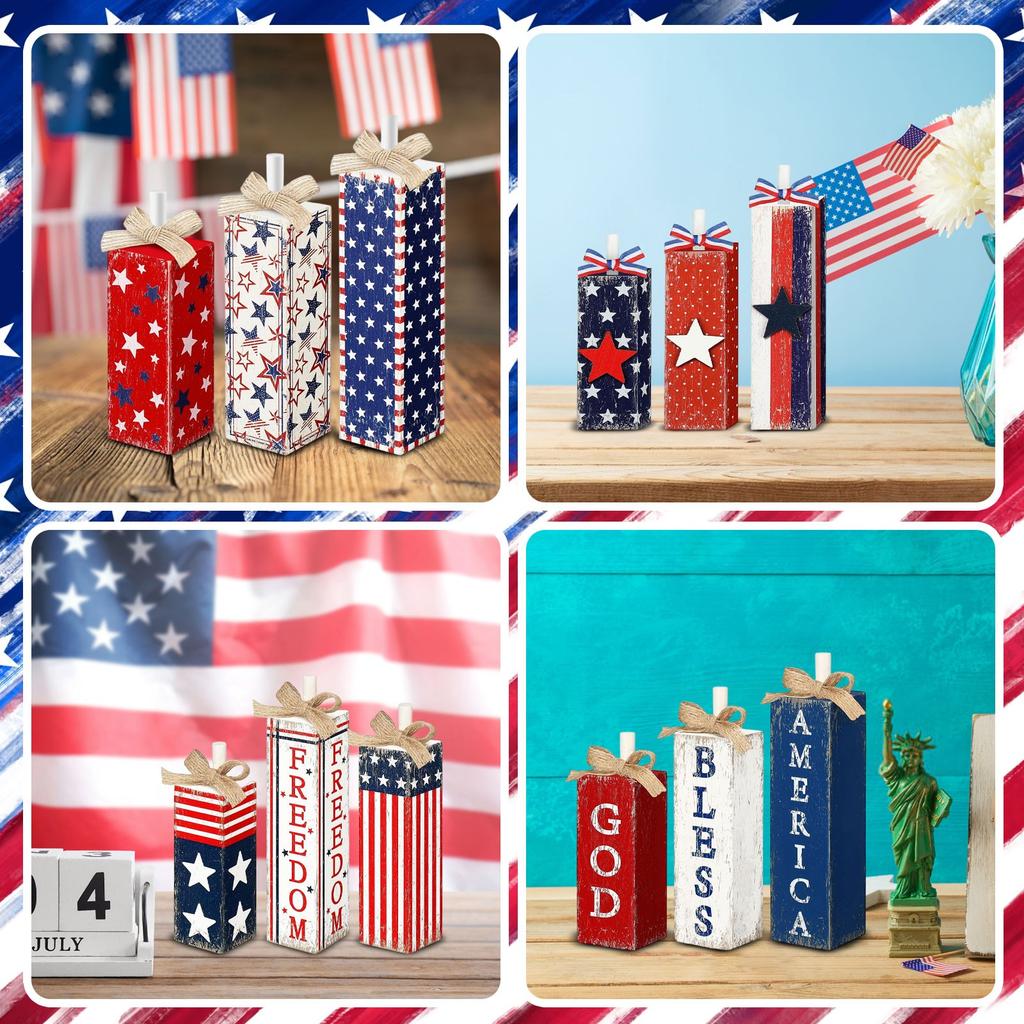 Amerikanischer Unabhängigkeitstag Holzsternschild Stehende Tischdekoration