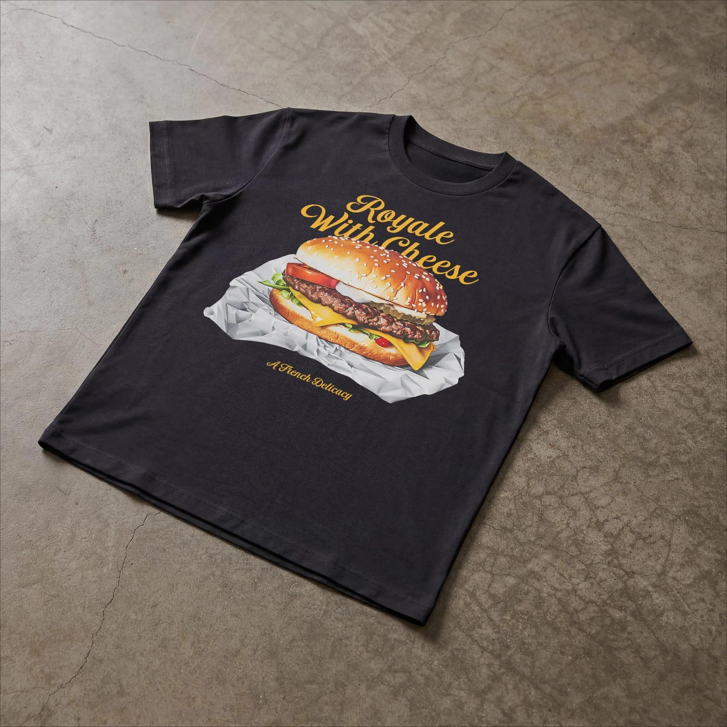 

Plus Size Summer Womens Vintage Royale with Cheese TShirt Cotton Breathable Stylish Versatile Street Style Oversized XL