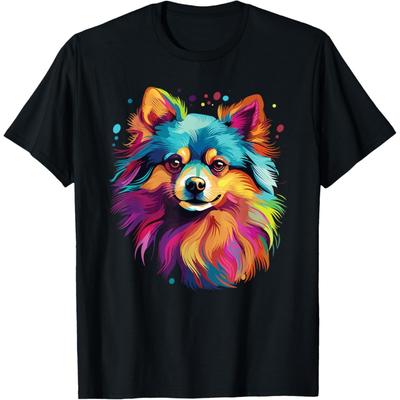 Watercolor Colorful Pomeranian Dog T-Shirt