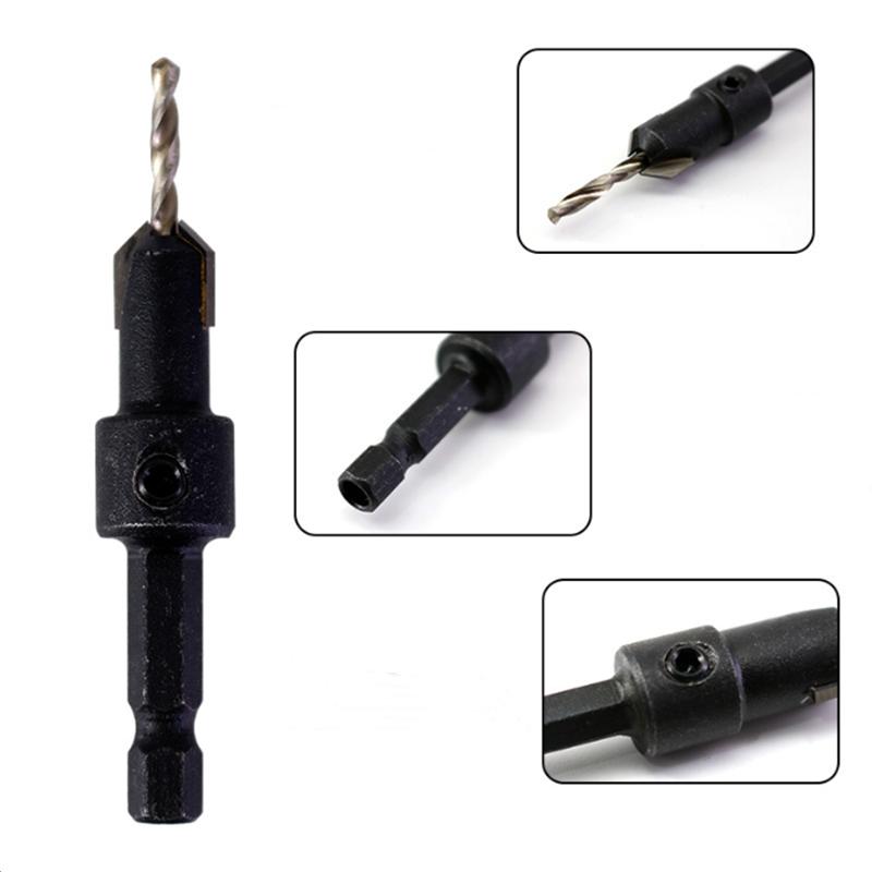 5/6pcs Countersink Drill Woodworking Drill Bit Set Drilling Pilot Holes For Screw Sizes #5 #6 #8 #10 #12 With a Wrench Tools
