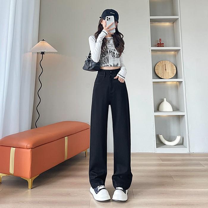 Straight Jeans for Women In Autumn Loose Narrow Version Wide-leg Jeans for Women In Autumn and Winter Wide-leg Trousers for Women In Autumn and Winter