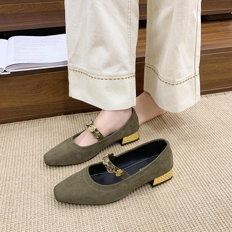 French Suede Mary Jane Shoes 2026 New Comfortable Spring and Autumn Shallow Single Shoes for Women