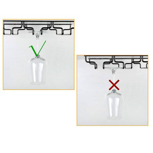 RILIHII Hanging Wine Glass Holder, Holds 2 Glasses or 4 Glasses, Wine Glass Hanger, Wine Glass Storage, Drying/Draining, Suitable for Glass Feet Width
