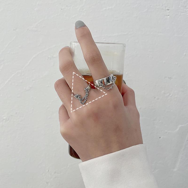 Smiley Face Chain S925 Silver Adjustable Ring - Unique High-Grade Design for Women