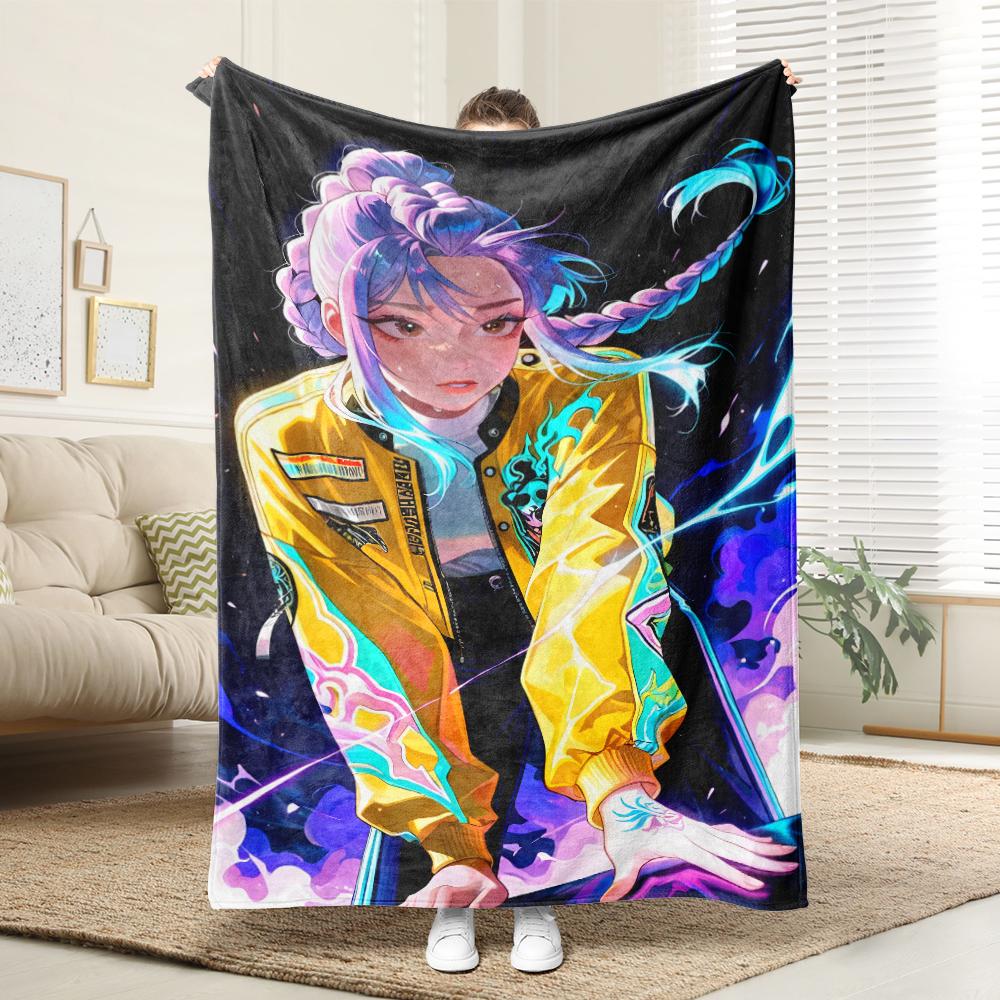 KPop Demon Hunters Colorful anime girl blanket: various shapes, fantasy patterns, comfortable and fashionable at home