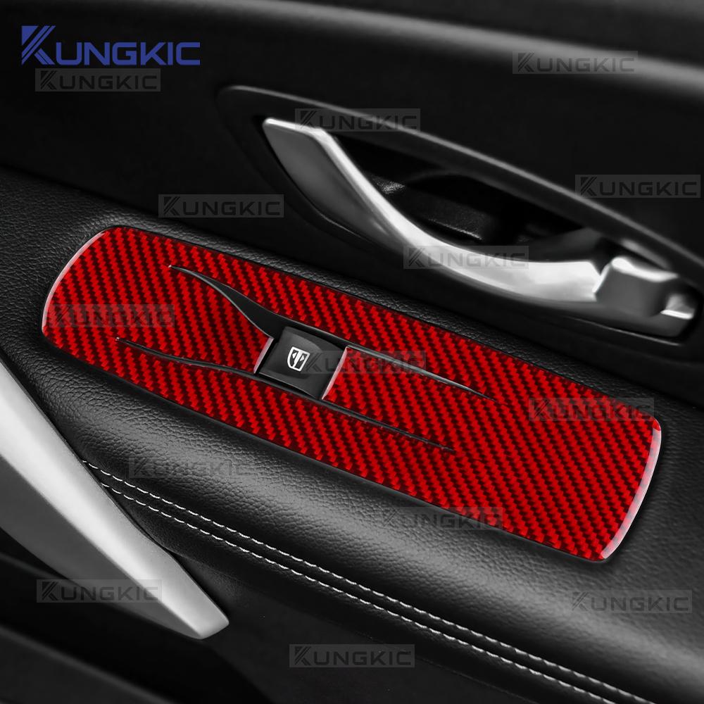 Für Renault Fluence 2009 2010 2011 2012 2013 2014 Echter Weicher Kohlefaser-Aufkleber LHD Auto-Fensterheber-Knopf Rahmen Zubehör