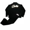 Mens Casual Stand Collar Zip Jacket Set Hip Hop Style Printed Loose Fit Teens