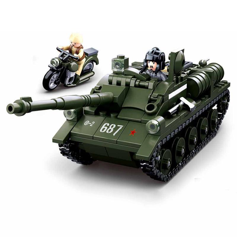 World War II Military SU-85 Tank Destroyer Bricks WWII Army Soldiers Weapons Building Blocks Classic Construction Toys For Kids