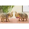 Metal Elephant Statue Small Size Gold Polish 2 Pcs Set for Your Home Decor | Office | Table Decorative | Gift Article | Animal Showpiece