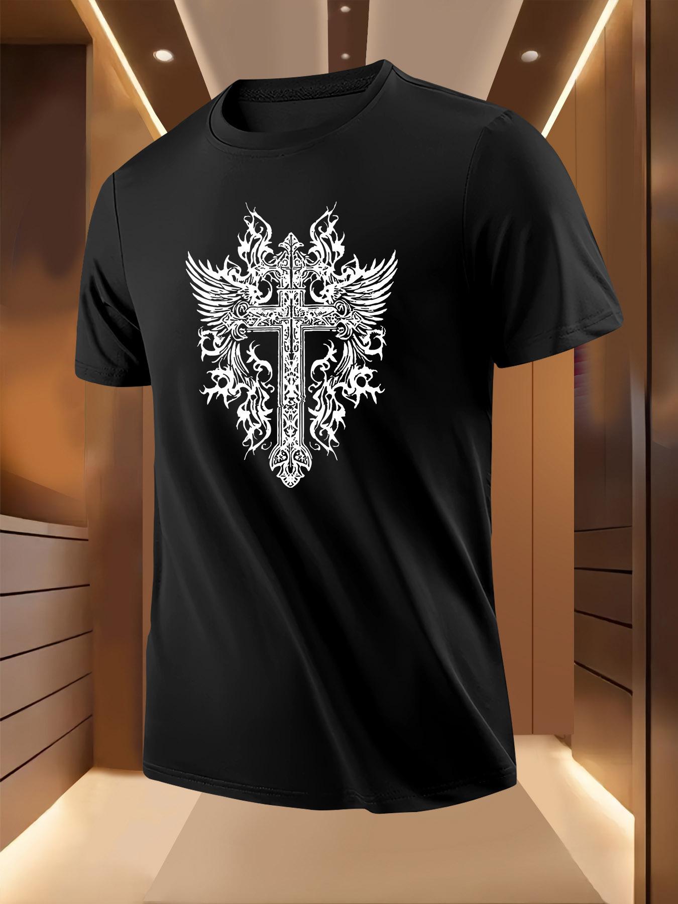 Tshirt with Winged Cross Print XXXXL