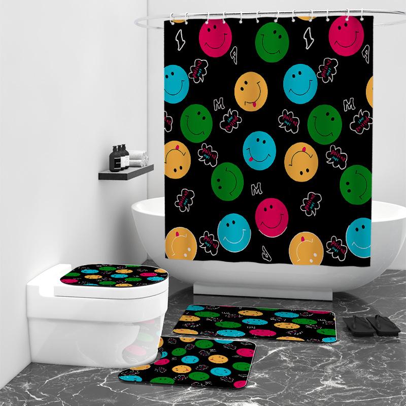 Graffiti Smiley Digitální Tisk Sprchový Závěs Koupelnový Nepropustný Závěs
