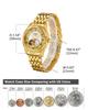 BINLUN Men's Automatic Mechanical Watch Double-Sided Skeleton Gold Watch Self-Winding Men's Wristwatch 18K Gold Plated Luxury Watch (Semi-Skeleton)