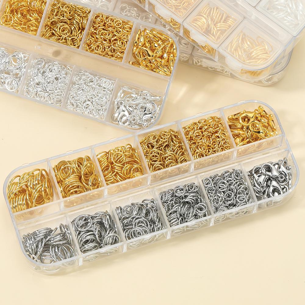 1Box Jewelry Findings Kits Zinc Alloy Open Jump Rings Lobster Clasps for DIY Bracelet Necklace Chain Accessories Making Supplies