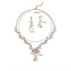 GemChic Women's New Exquisite Alloy Branch Flower Crystal Rhinestone Drops Collarbone Necklace Earrings Two Piece Set Birthday Christmas Jewelry Gift