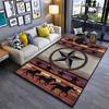 Western Star and Horse Pattern Rug Non-slip Rug Suitable for Living Room and Bedroom Sofas.