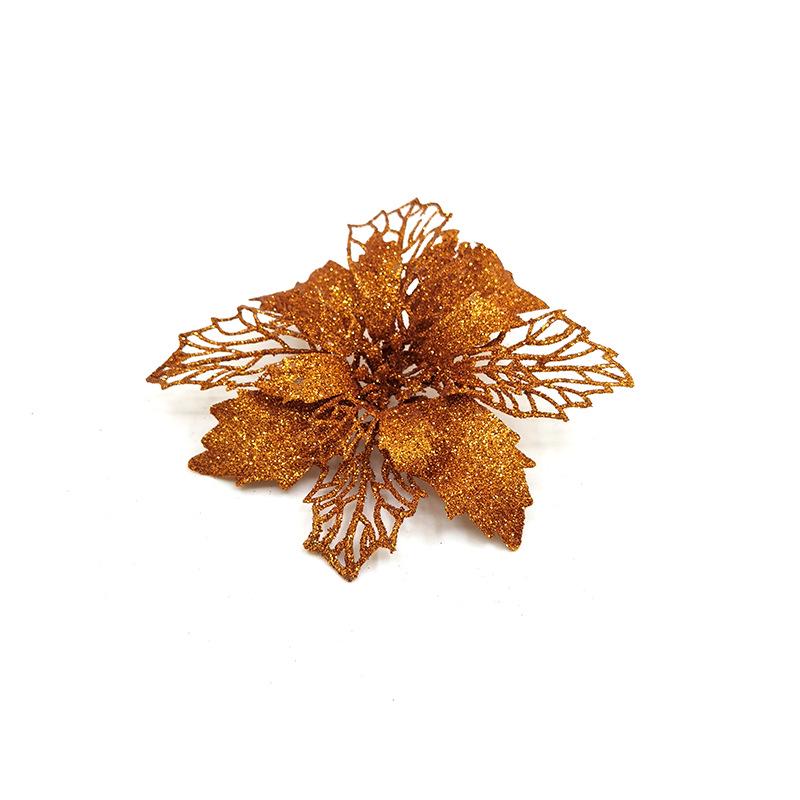 10cm Pink Glitter Poinsettia Christmas Tree Ornaments & Decorations