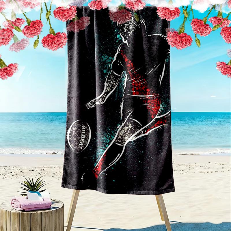 Football Print Beach Towel, Large Soft Quick Dry Towel for Beach Camping Swimming