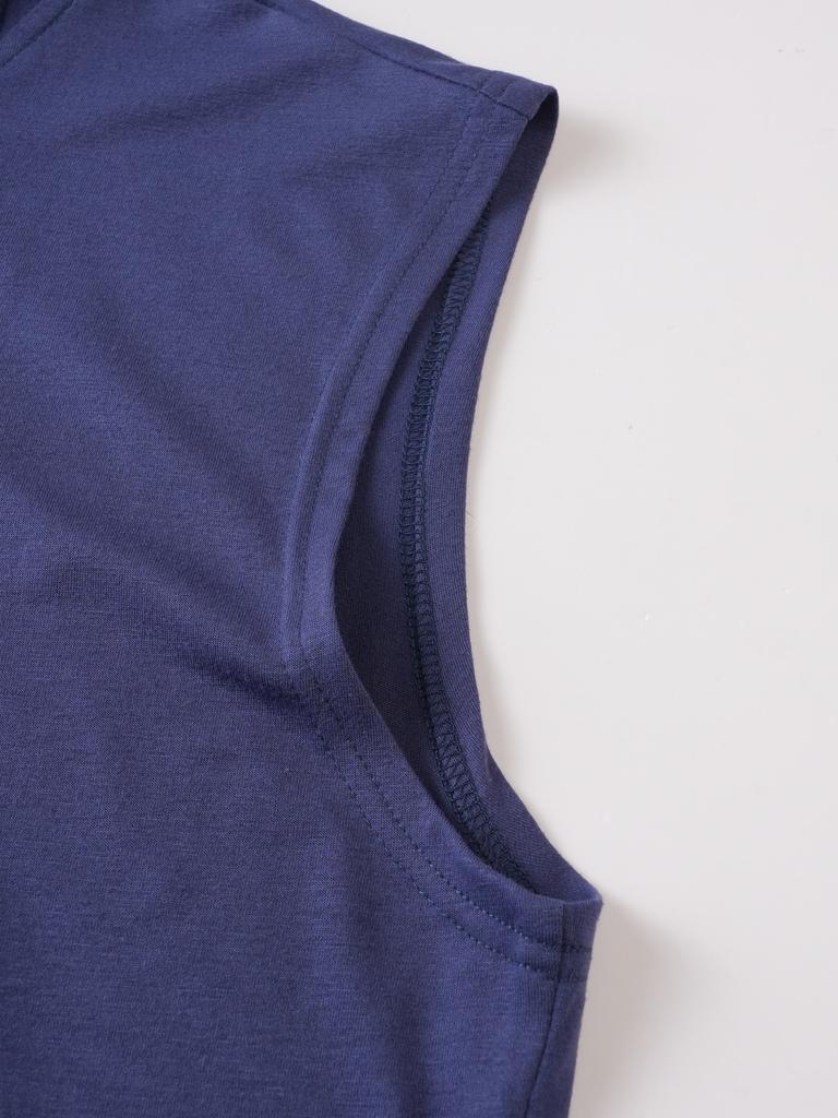Mens Casual Sleeveless Hooded Solid Pullover Tank Top