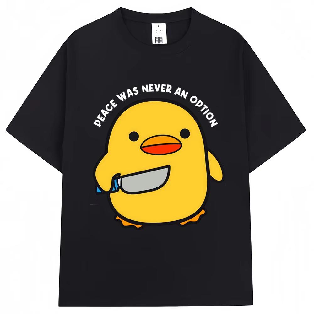 

Funny Peace Was Never An Option Duck Meme T Shirt Humor Quote Creativity Popular T-shirts Men Women Fashion Loose Cotton T-sh... S разноцветный