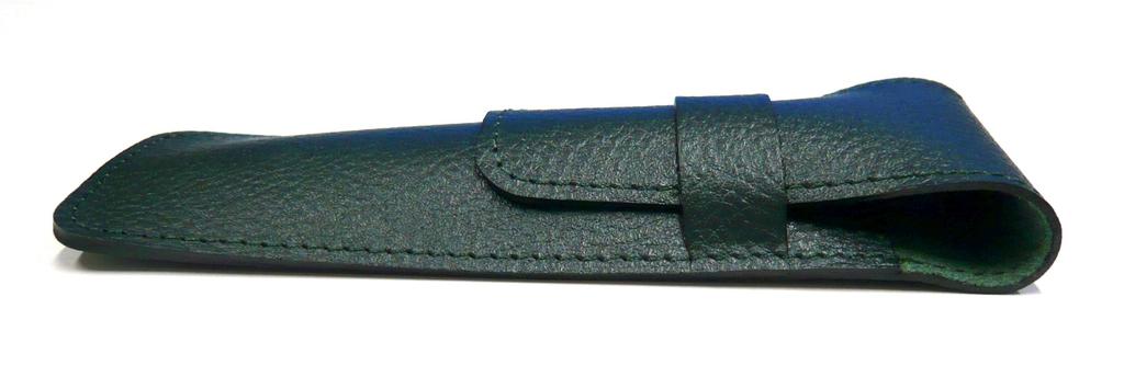 Grained Leather Pencil Case Moss Green Smartphone Touch Short Metal Rotary Ballpoint Pen Set SASMG-9A094A