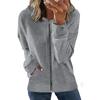 New European and American Autumn and Winter Zipper Cardigan Jacket Women's Casual Solid Color Loose Versatile Hooded Jacket Top