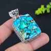 Copper Blue Turquoise Gemstone 925 Sterling Silver Jewelry Pendant 2.05" m5J99