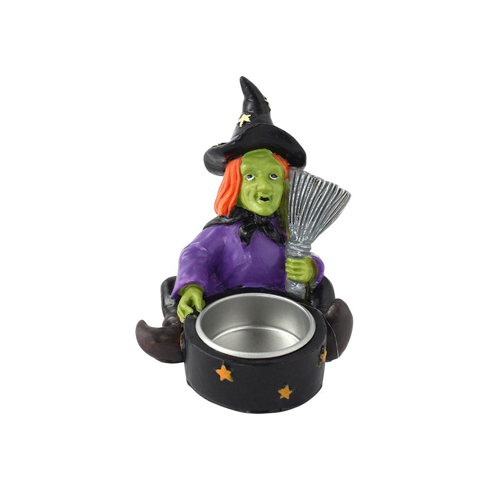 Halloween Decorations Horror Witch Candlestick Stand Festival Party Desktop Resin Ornament
