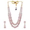 Charmante Estele-Halskette mit Rosévergoldung, doppellagig, Set mit Zirkonen, mintrosa und weißen Kristallen für Damen