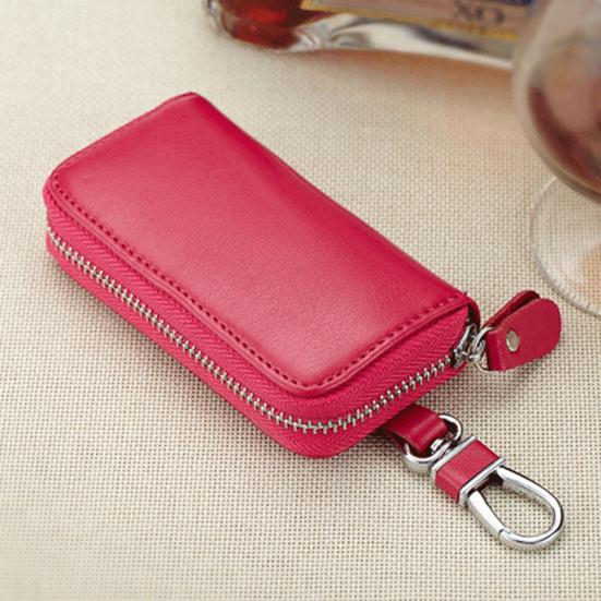 Multifunctional Zipper Genuine Leather Car Key Storage Bag Pouch Case Cover