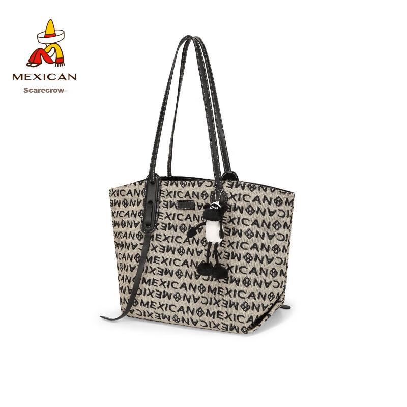 MEXICAN Tote Bag, Shoulder Bag, Women's Handbag, Large Capacity, Black